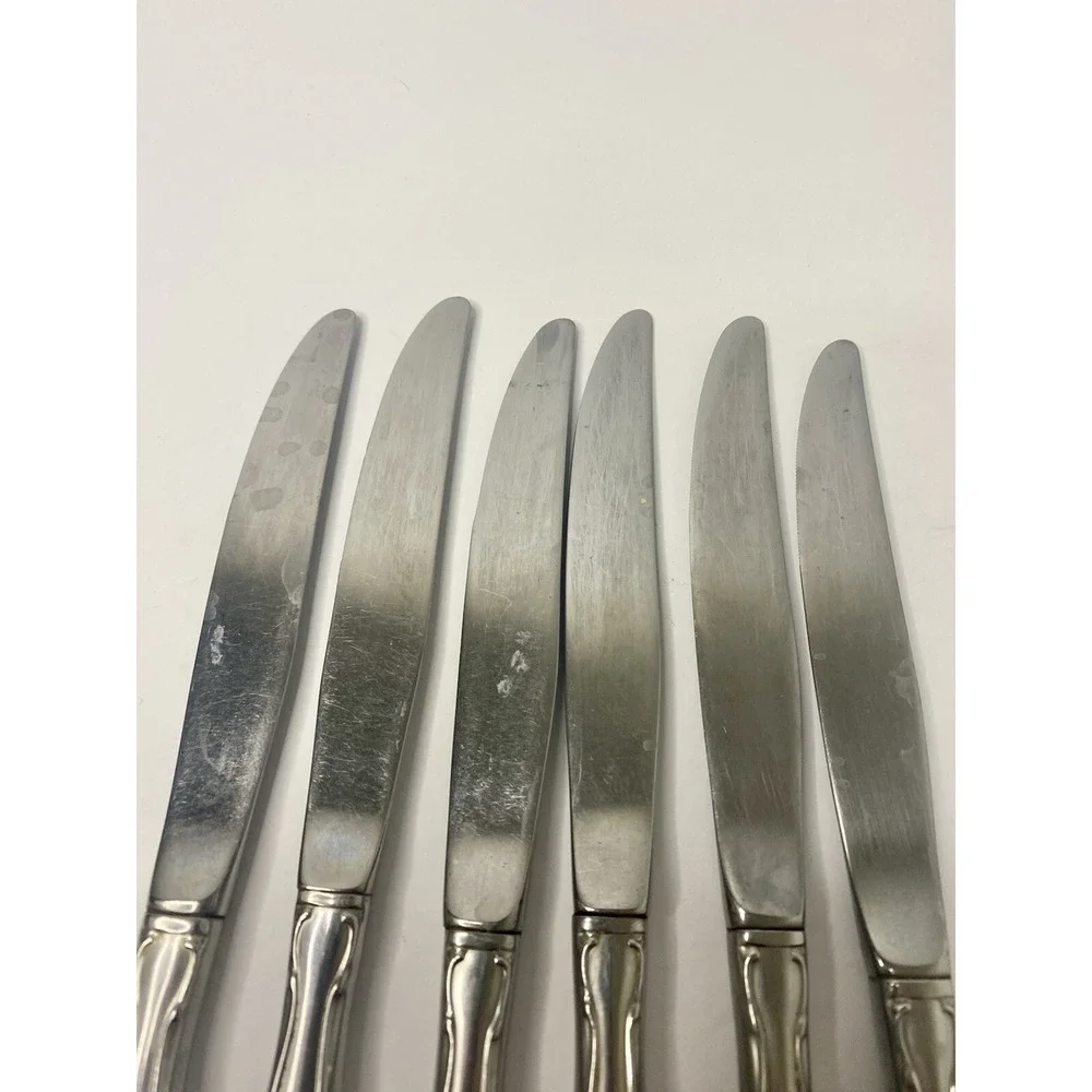 6 Dinner Knives Oneida CANTATA GLOSSY Stainless Flatware 9